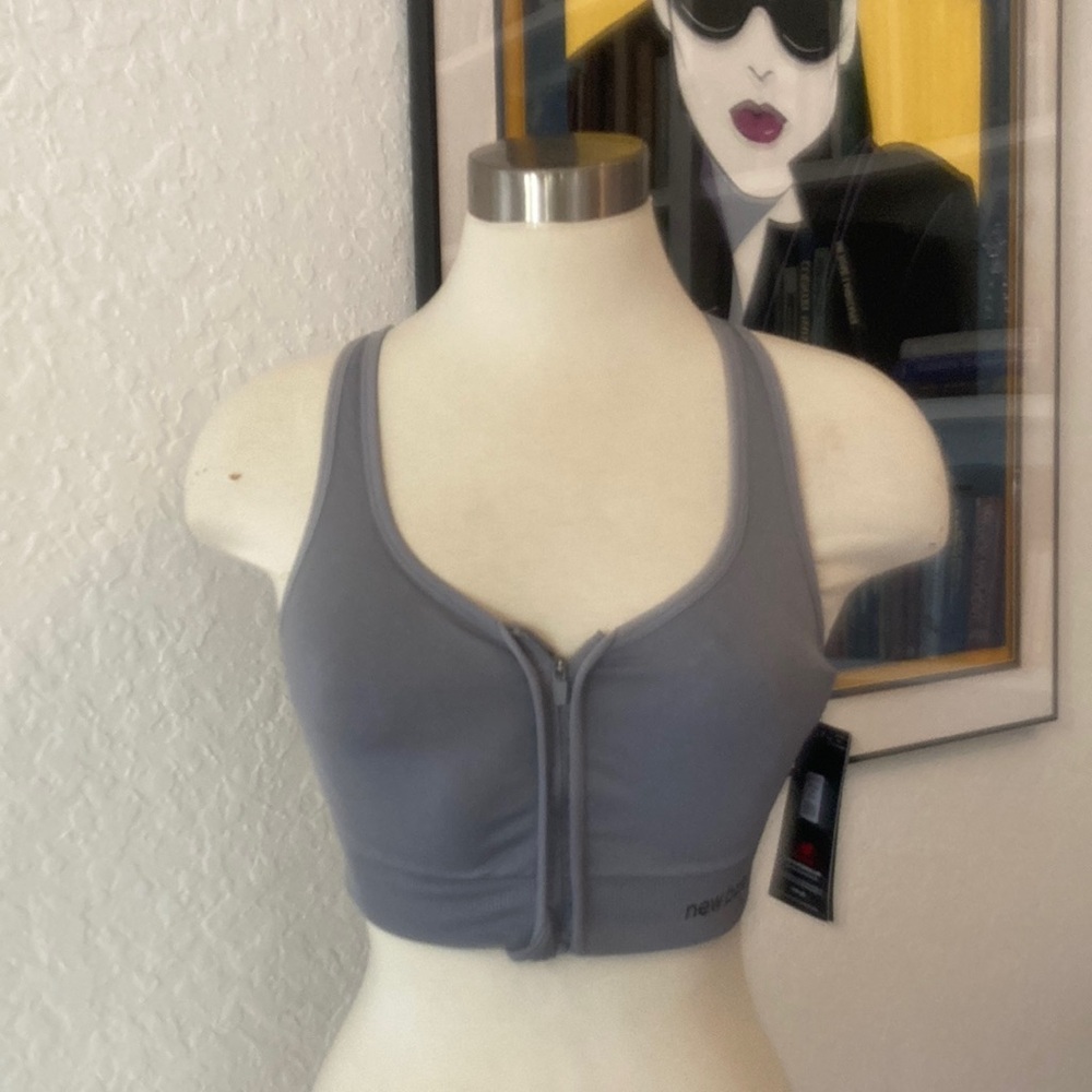 Gray Zip-Front Sports Bra